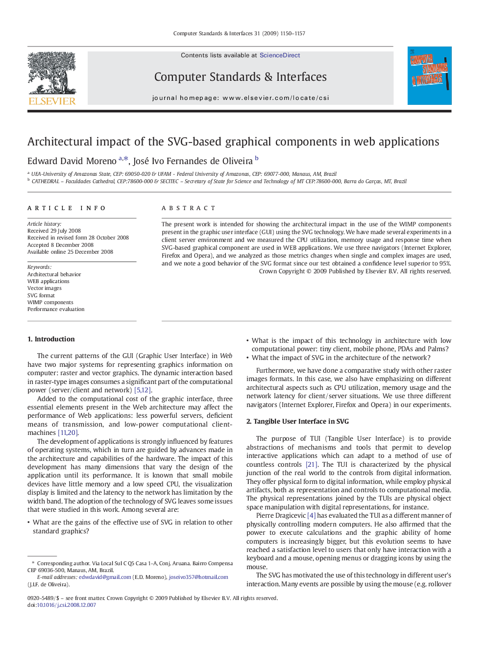 Architectural impact of the SVG-based graphical components in web applications