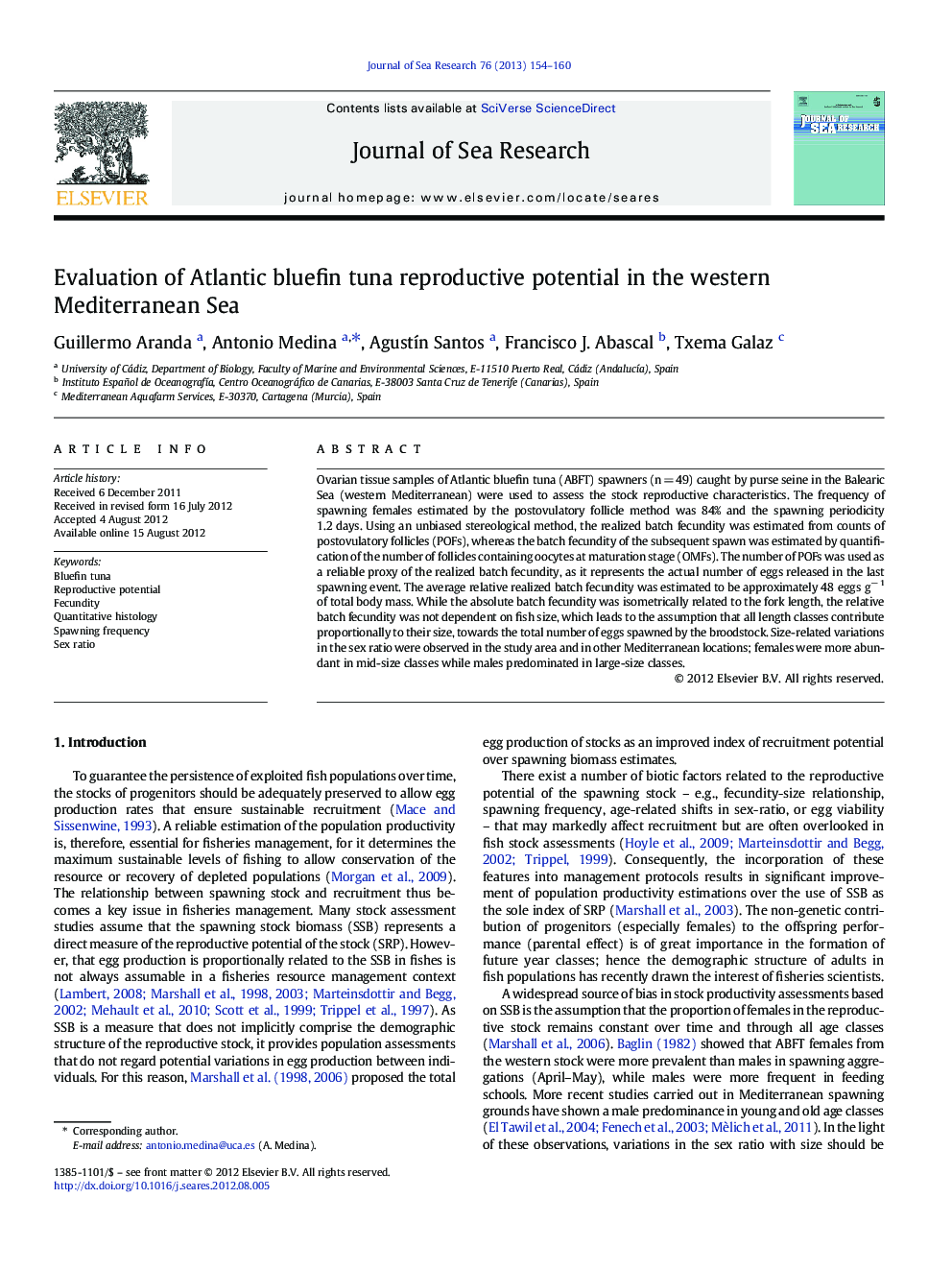 Evaluation of Atlantic bluefin tuna reproductive potential in the western Mediterranean Sea