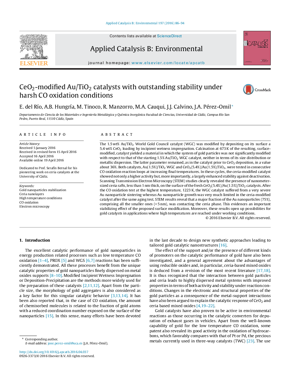 CeO2-modified Au/TiO2 catalysts with outstanding stability under harsh CO oxidation conditions