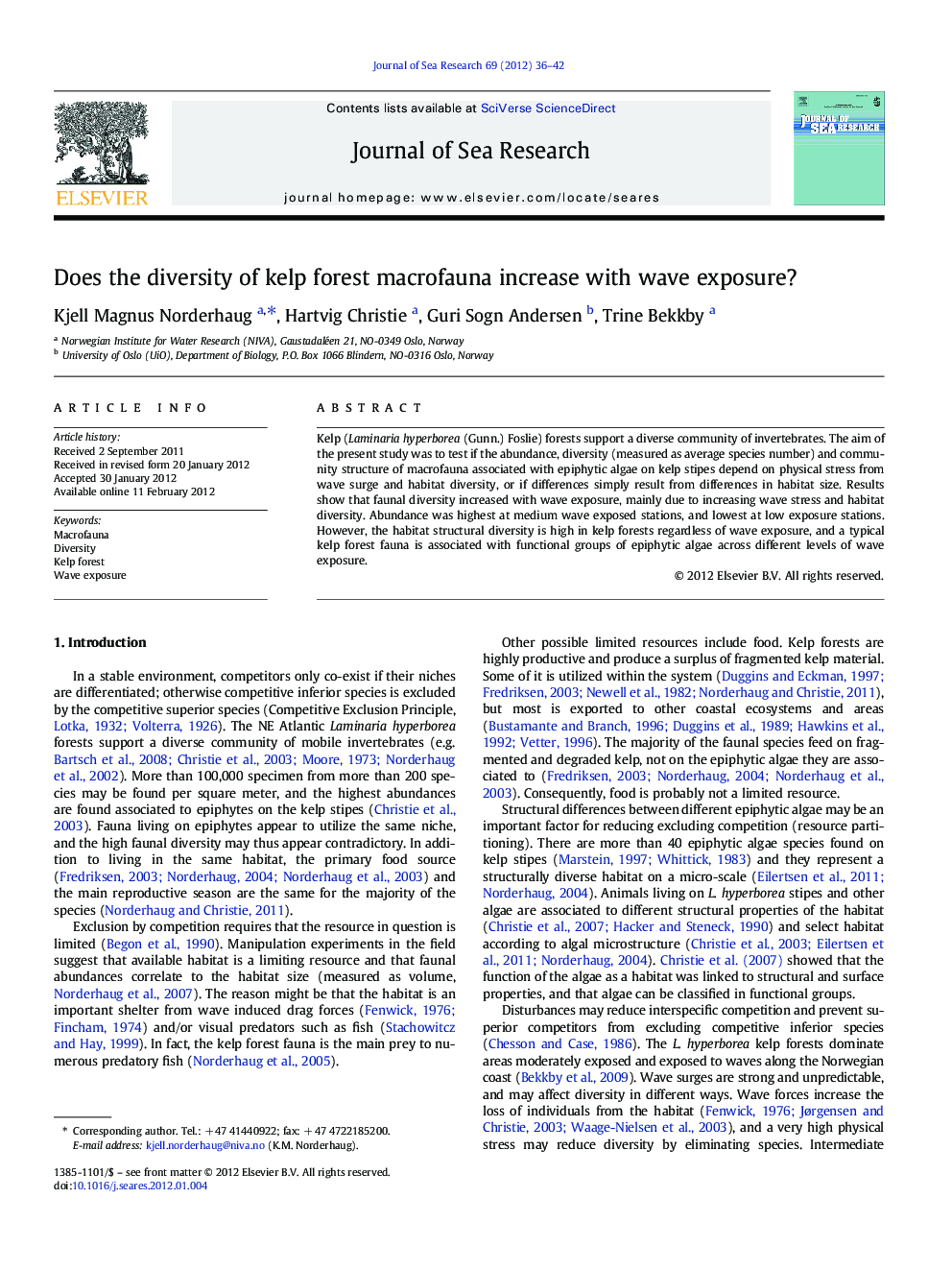 Does the diversity of kelp forest macrofauna increase with wave exposure?