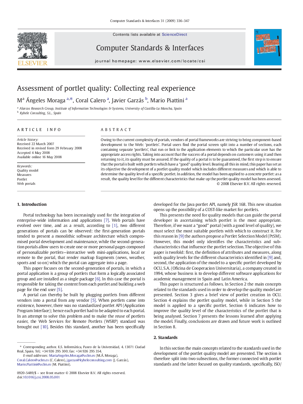 Assessment of portlet quality: Collecting real experience