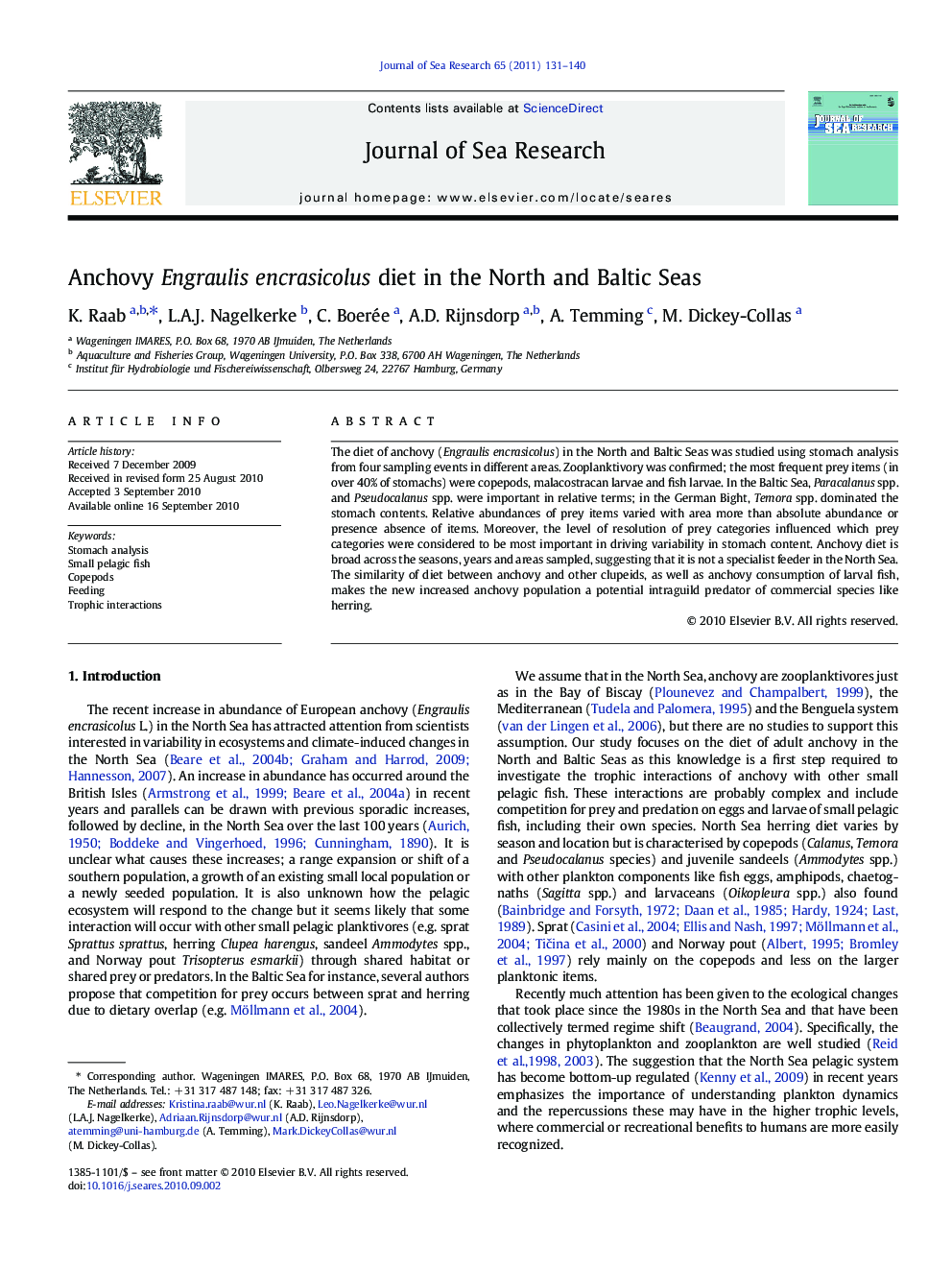 Anchovy Engraulis encrasicolus diet in the North and Baltic Seas