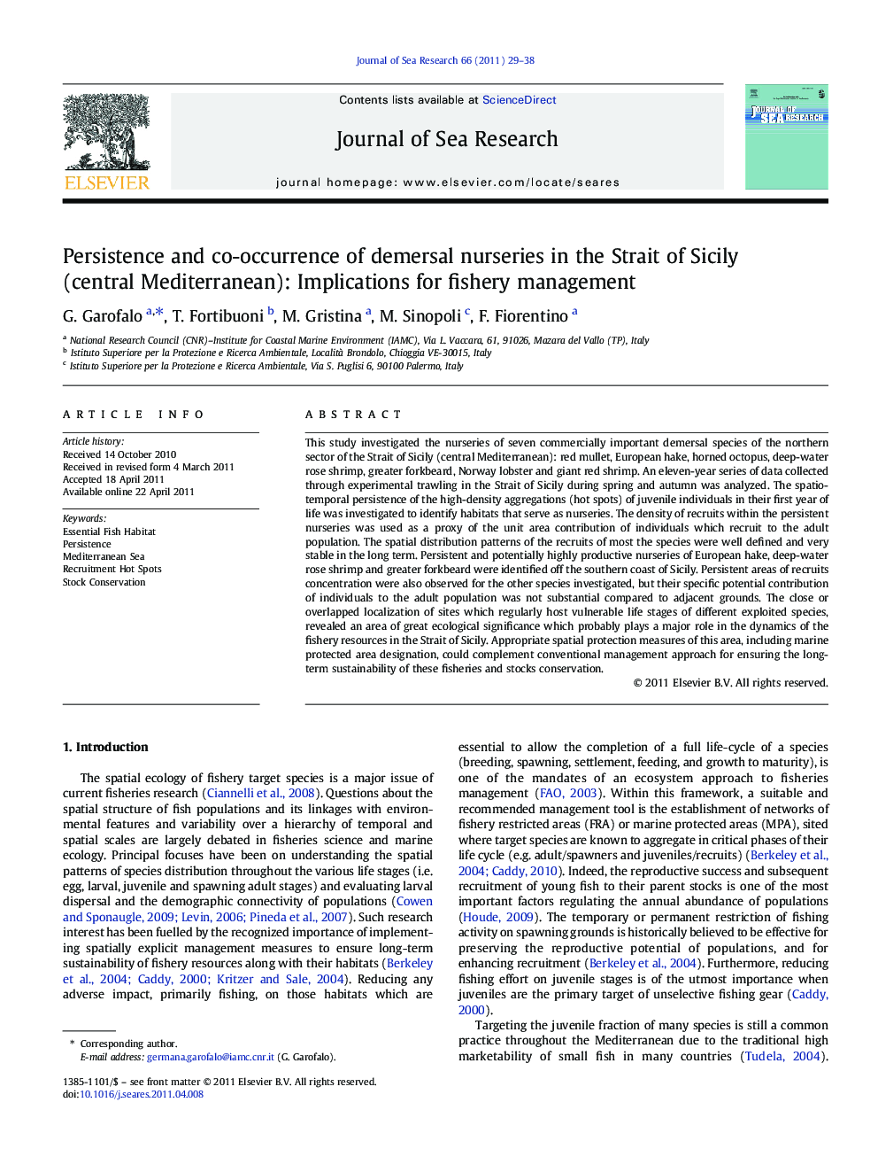 Persistence and co-occurrence of demersal nurseries in the Strait of Sicily (central Mediterranean): Implications for fishery management