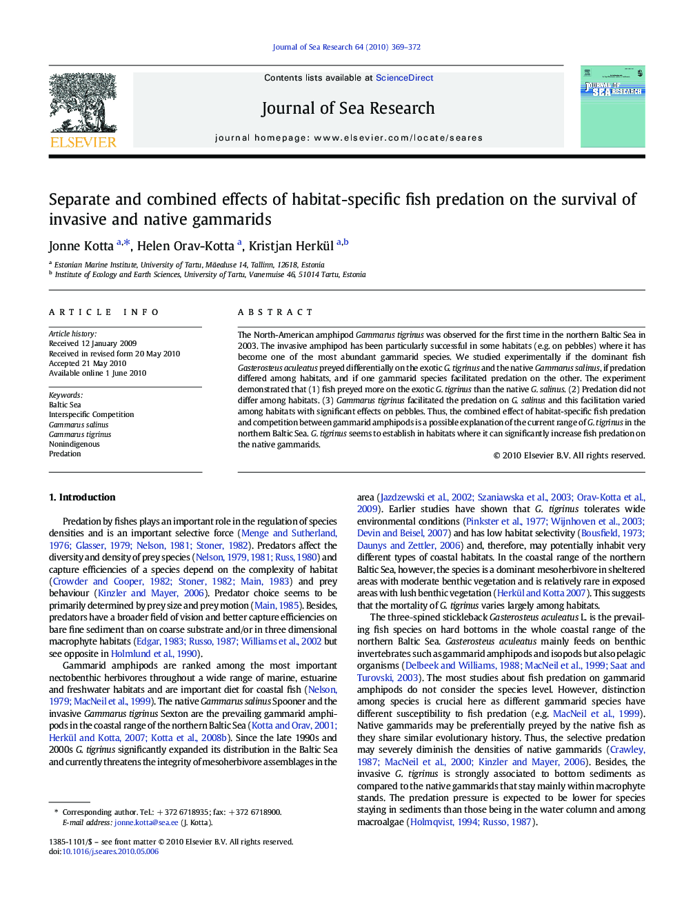 Separate and combined effects of habitat-specific fish predation on the survival of invasive and native gammarids