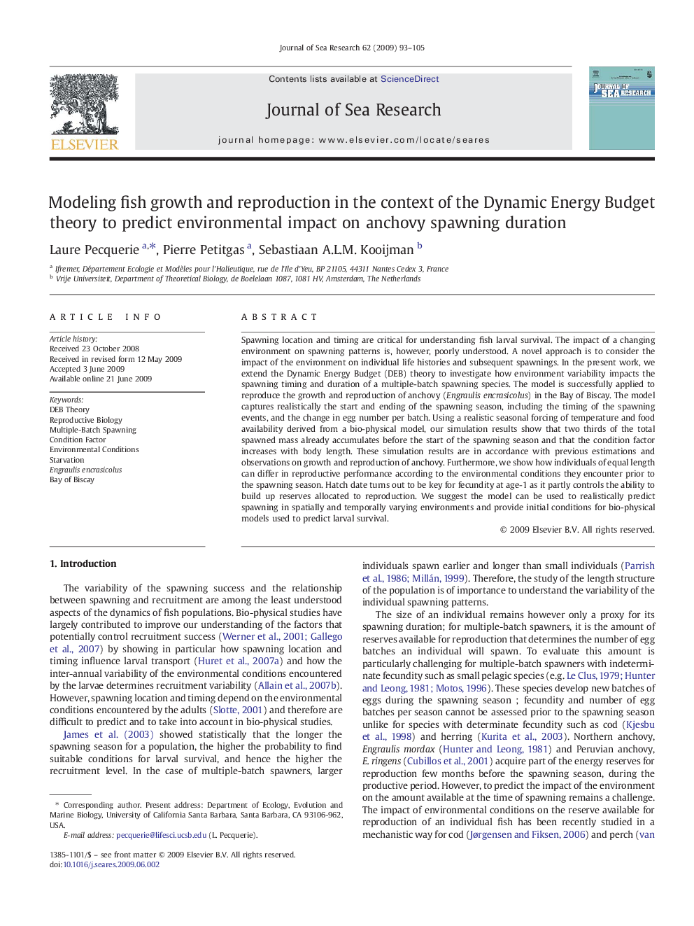 Modeling fish growth and reproduction in the context of the Dynamic Energy Budget theory to predict environmental impact on anchovy spawning duration