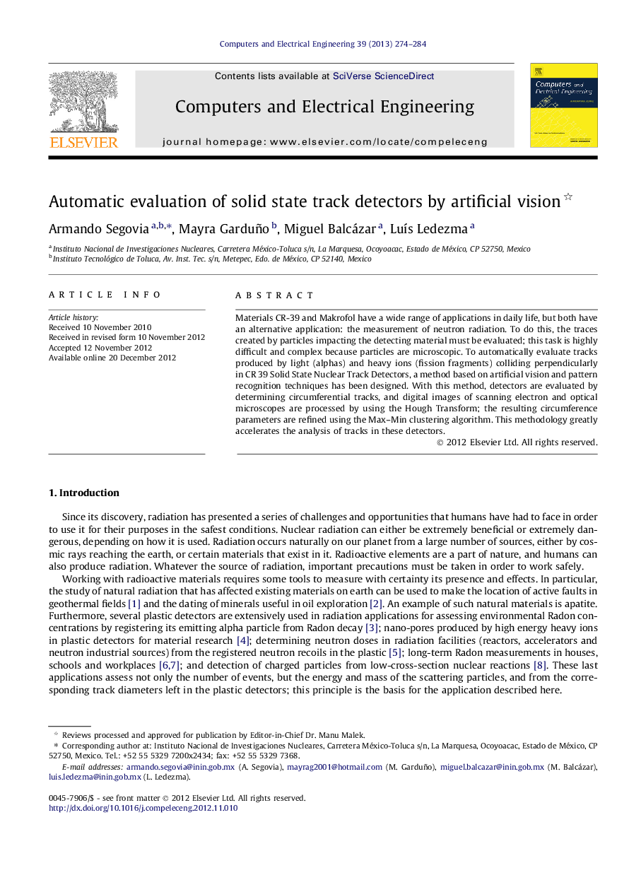 Automatic evaluation of solid state track detectors by artificial vision 