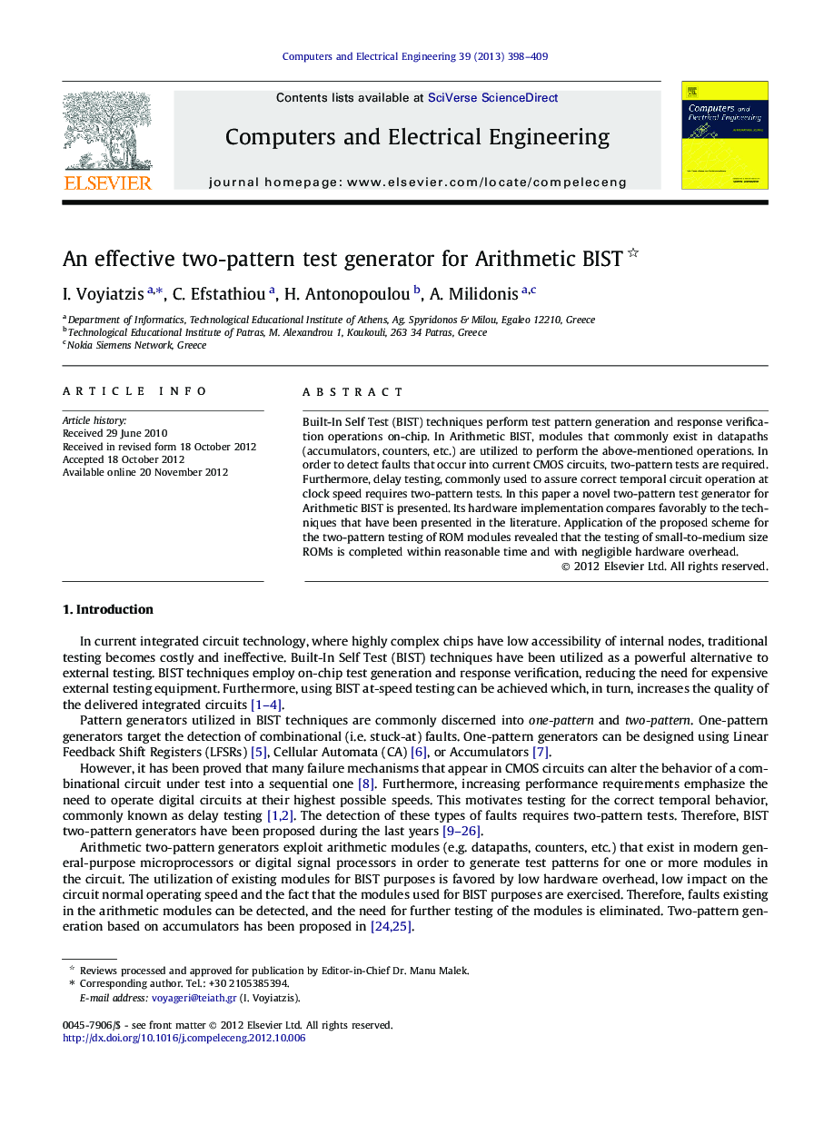 An effective two-pattern test generator for Arithmetic BIST 