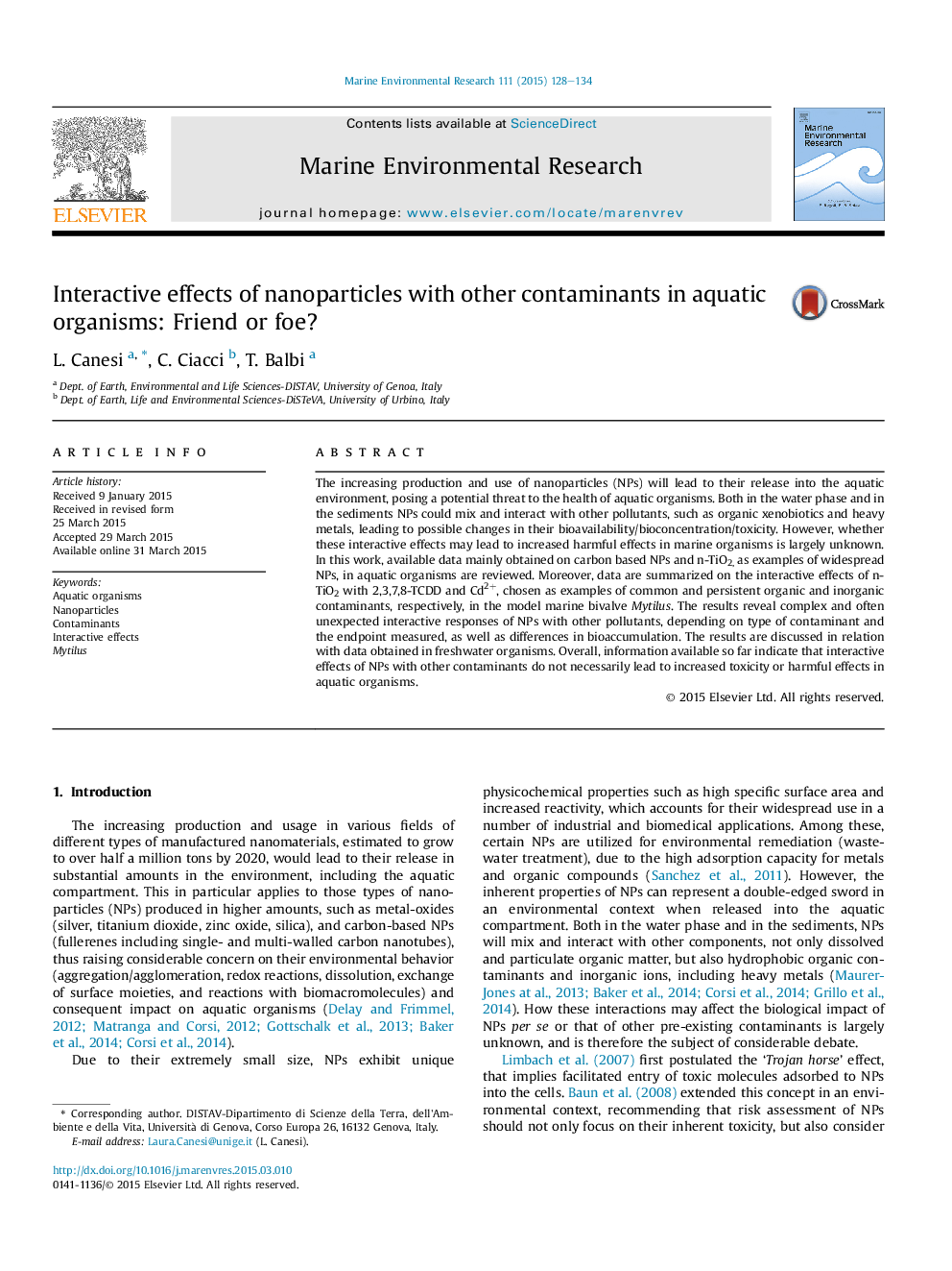 Interactive effects of nanoparticles with other contaminants in aquatic organisms: Friend or foe?