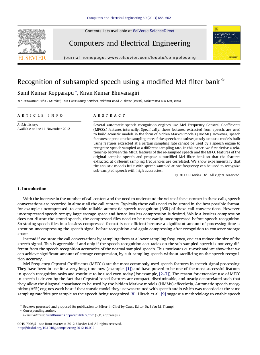 Recognition of subsampled speech using a modified Mel filter bank 