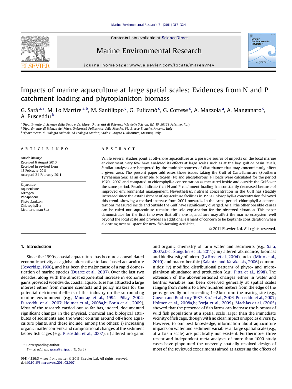 Impacts of marine aquaculture at large spatial scales: Evidences from N and P catchment loading and phytoplankton biomass