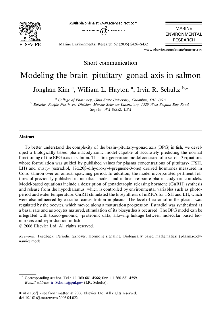Modeling the brain–pituitary–gonad axis in salmon