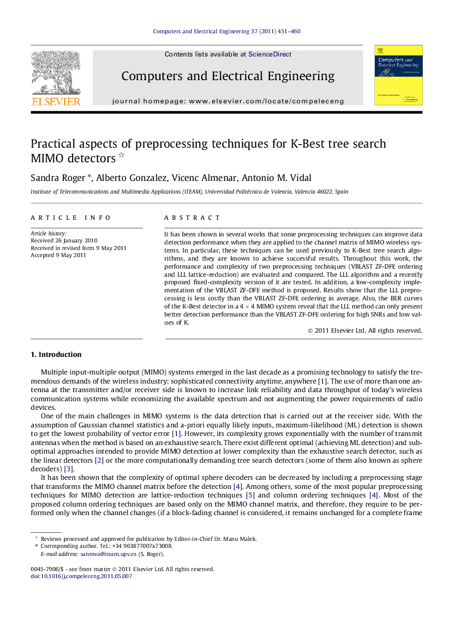 Practical aspects of preprocessing techniques for K-Best tree search MIMO detectors 