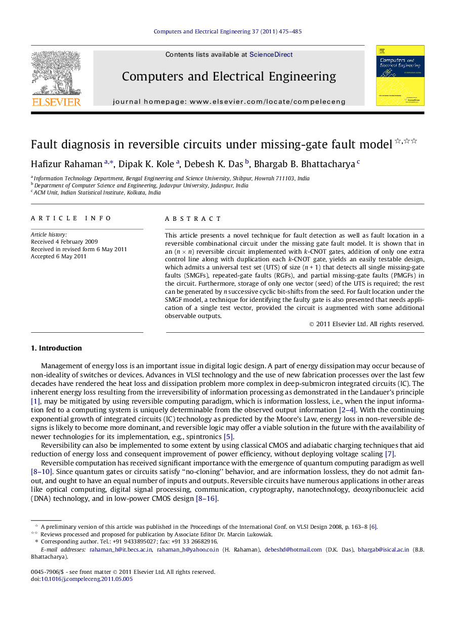 Fault diagnosis in reversible circuits under missing-gate fault model 