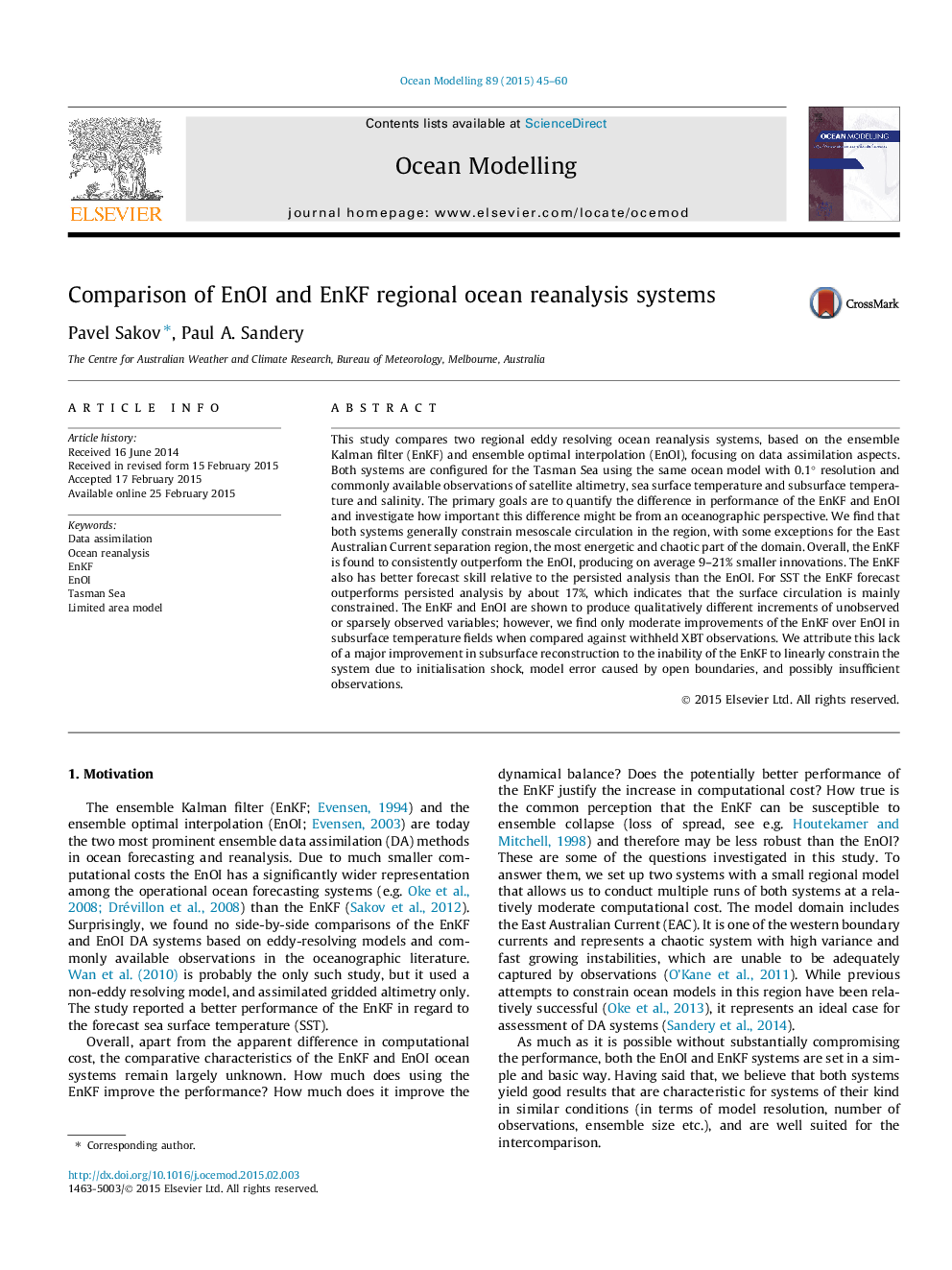 Comparison of EnOI and EnKF regional ocean reanalysis systems