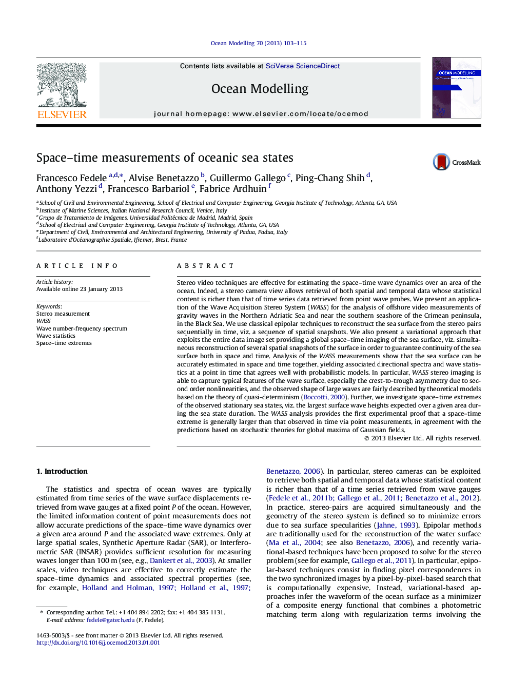 Space–time measurements of oceanic sea states