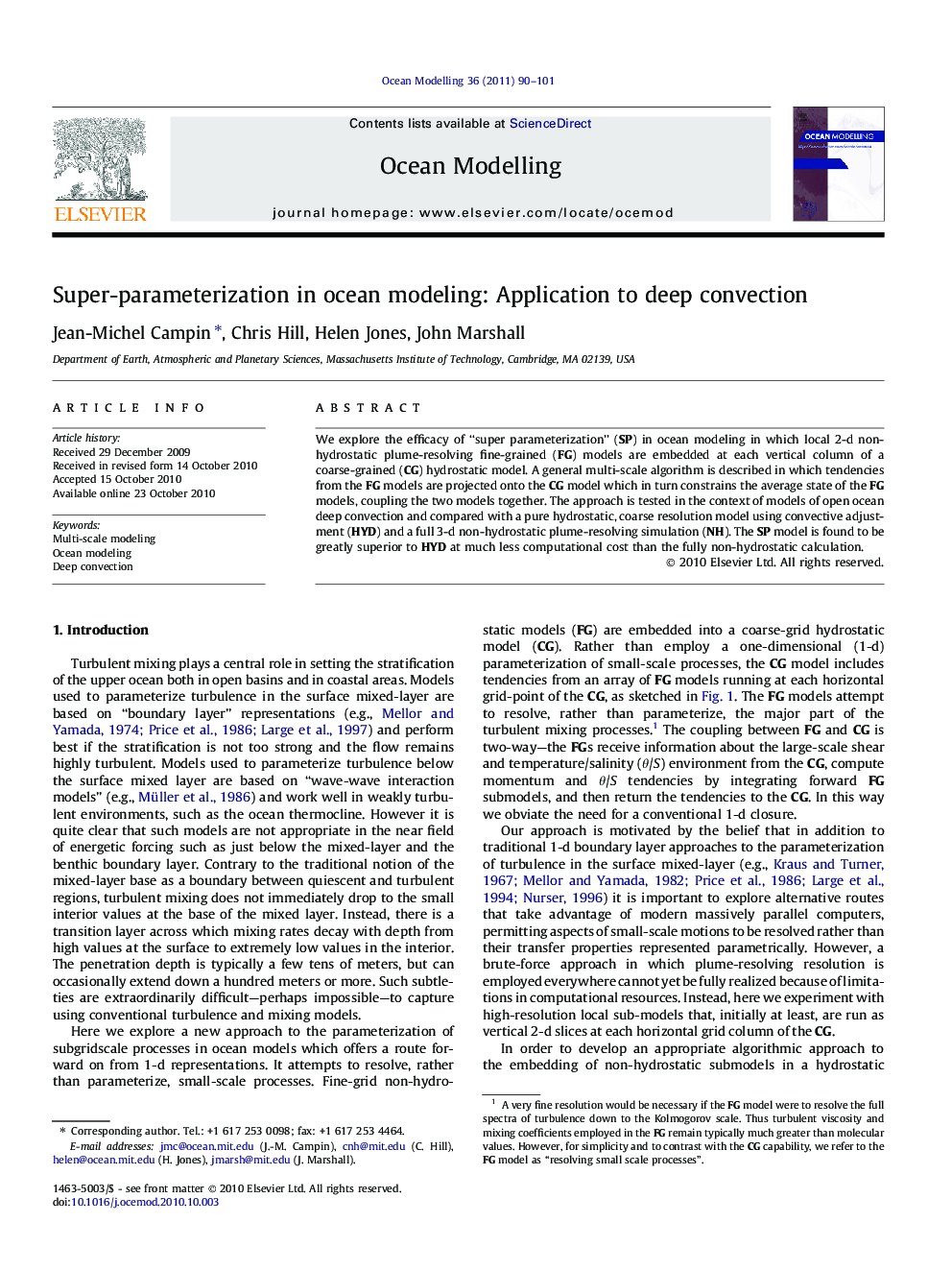 Super-parameterization in ocean modeling: Application to deep convection