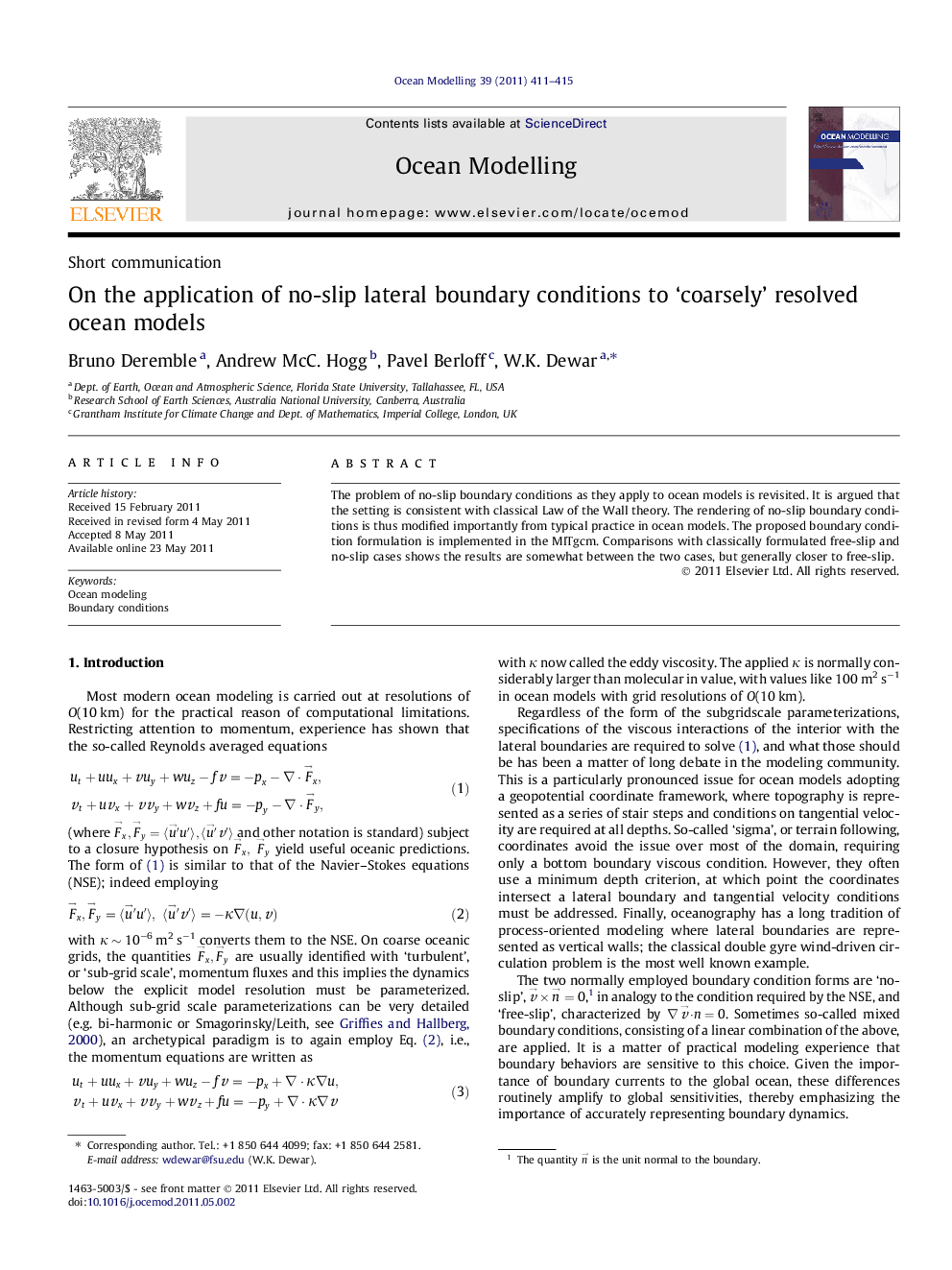 On the application of no-slip lateral boundary conditions to 'coarsely' resolved ocean models