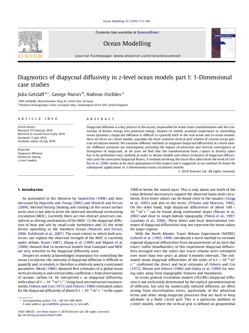 Diagnostics of diapycnal diffusivity in z-level ocean models part I: 1-Dimensional case studies