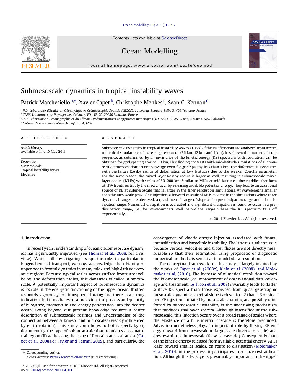 Submesoscale dynamics in tropical instability waves