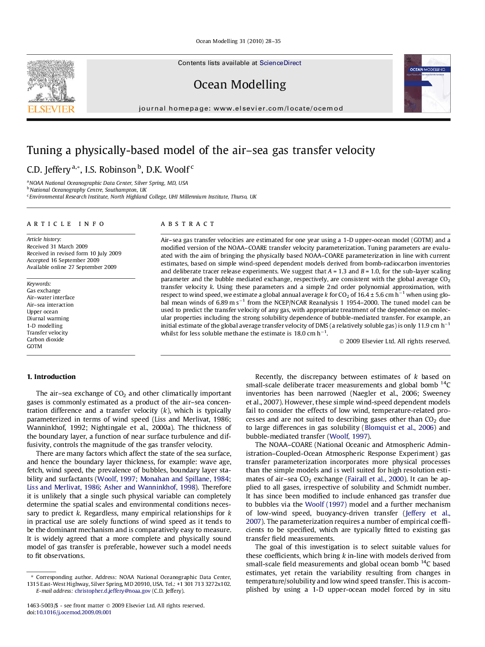 Tuning a physically-based model of the air-sea gas transfer velocity