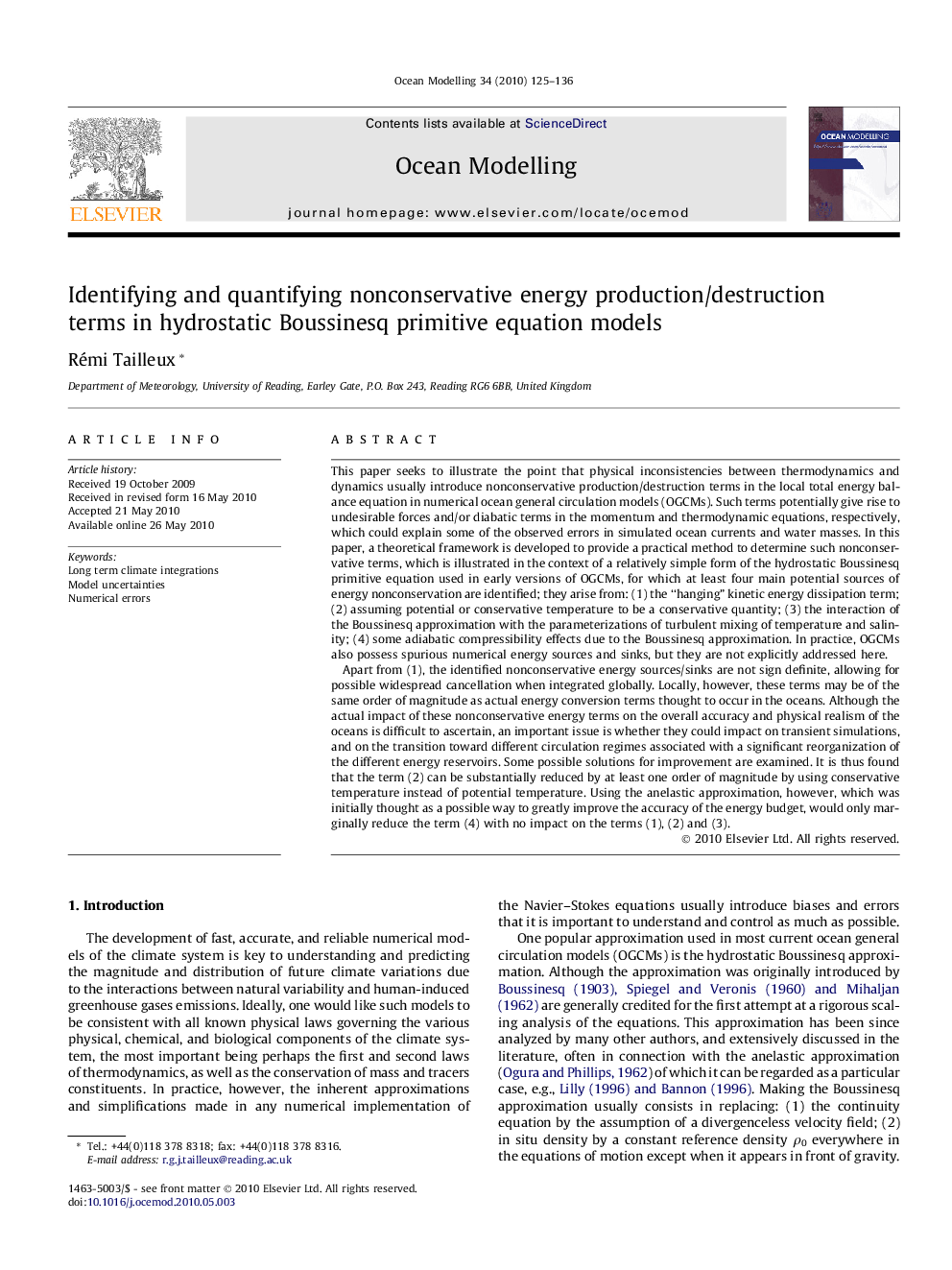 Identifying and quantifying nonconservative energy production/destruction terms in hydrostatic Boussinesq primitive equation models