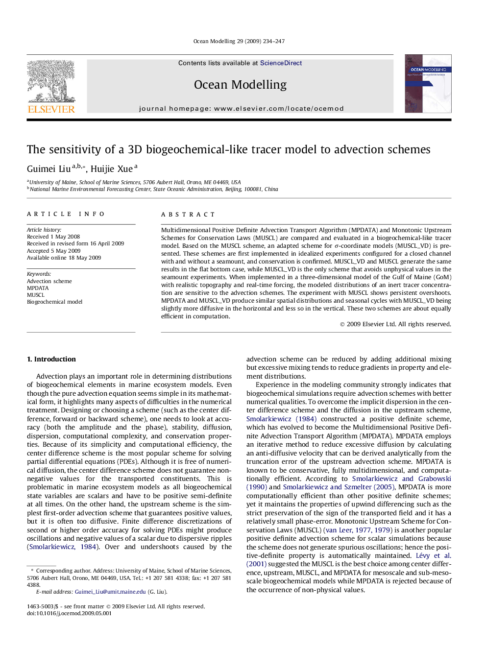 The sensitivity of a 3D biogeochemical-like tracer model to advection schemes