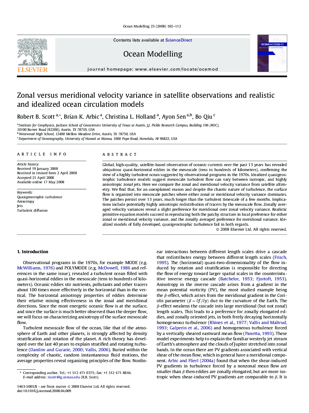 Zonal versus meridional velocity variance in satellite observations and realistic and idealized ocean circulation models