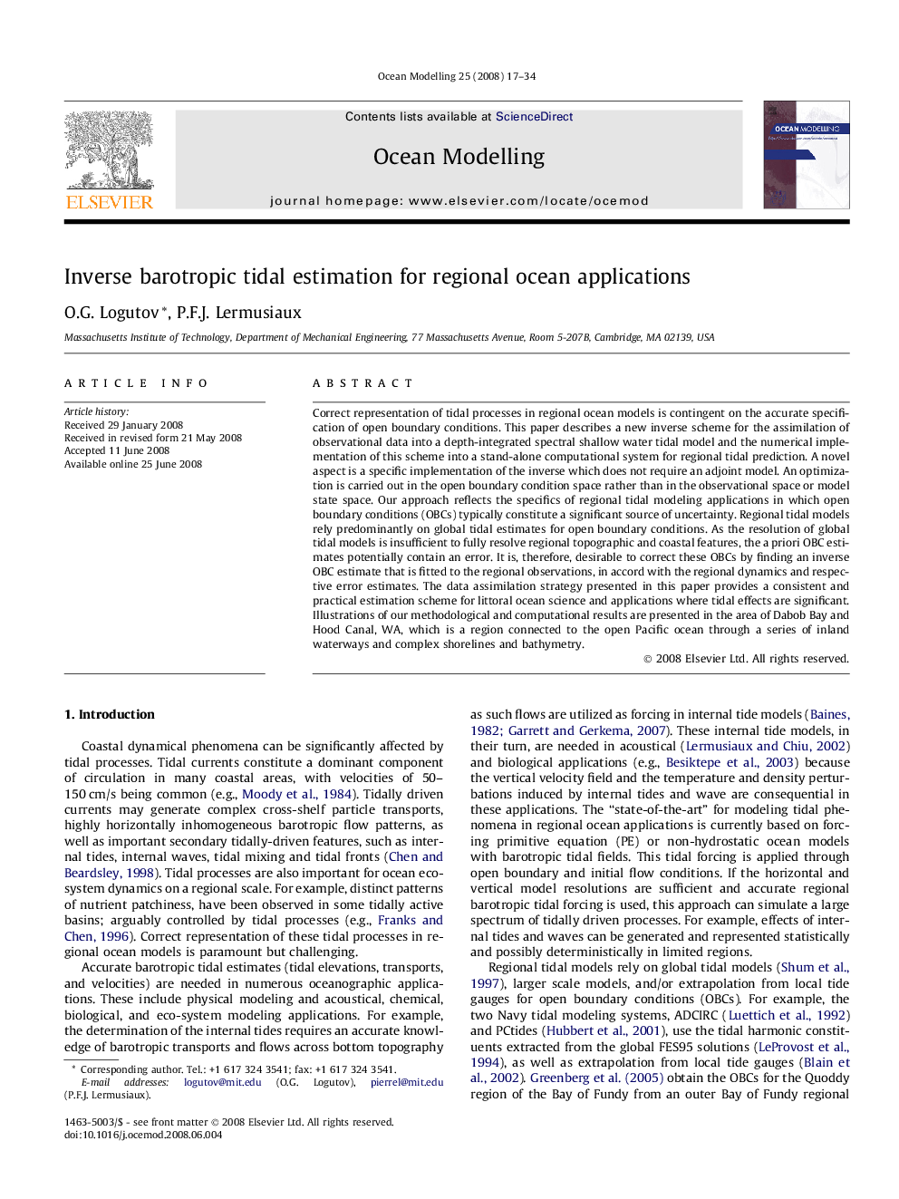 Inverse barotropic tidal estimation for regional ocean applications