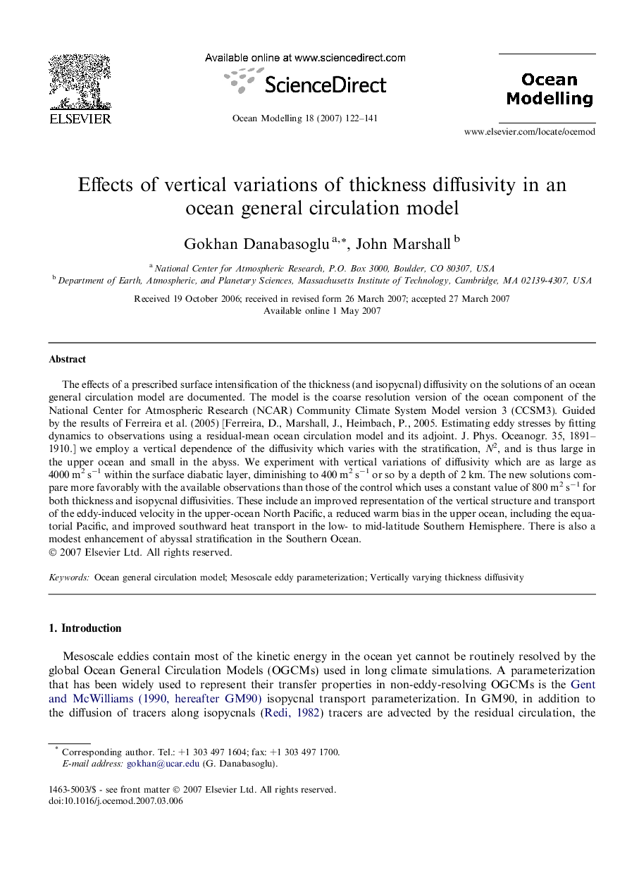 Effects of vertical variations of thickness diffusivity in an ocean general circulation model