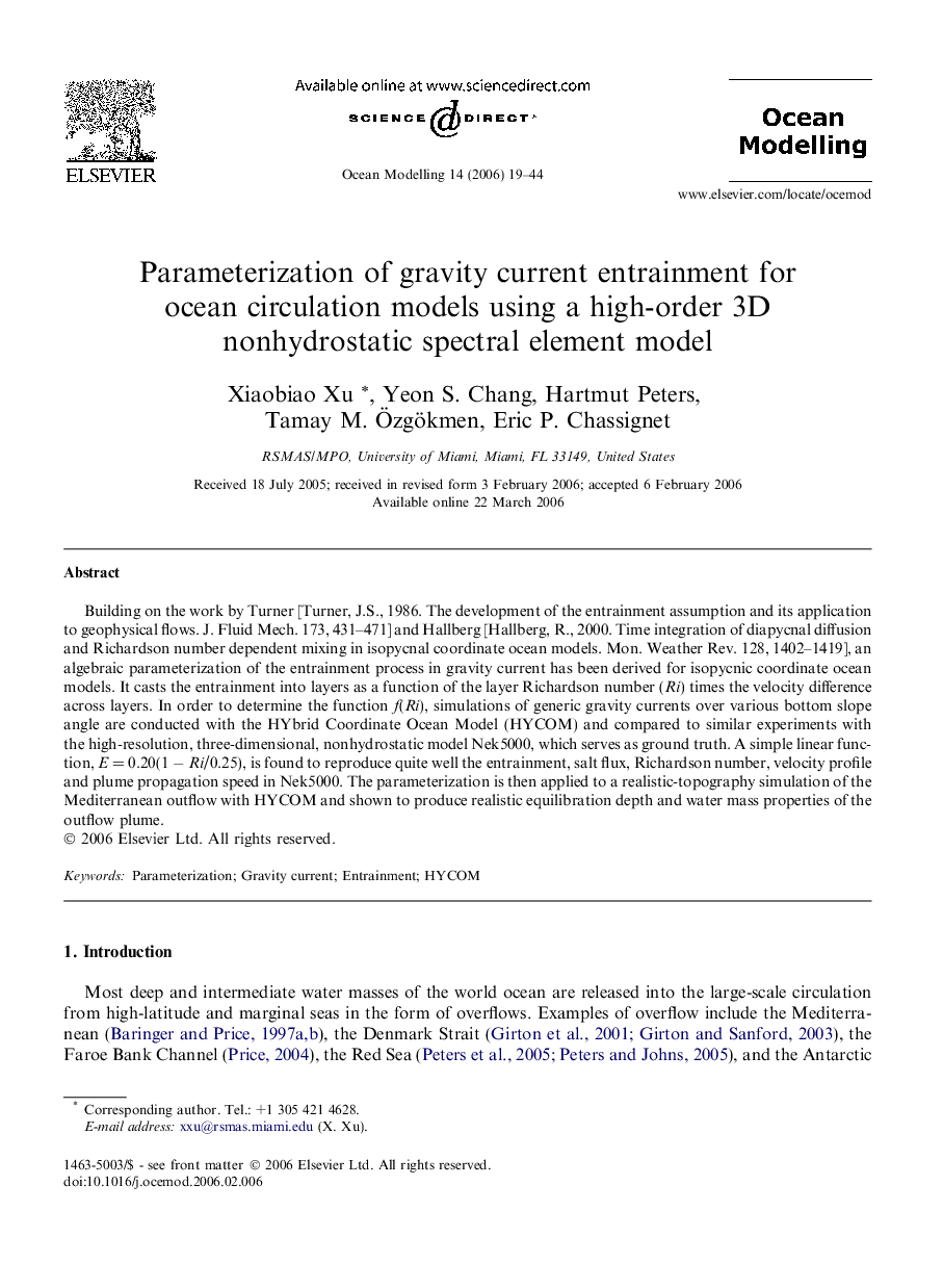 Parameterization of gravity current entrainment for ocean circulation models using a high-order 3D nonhydrostatic spectral element model