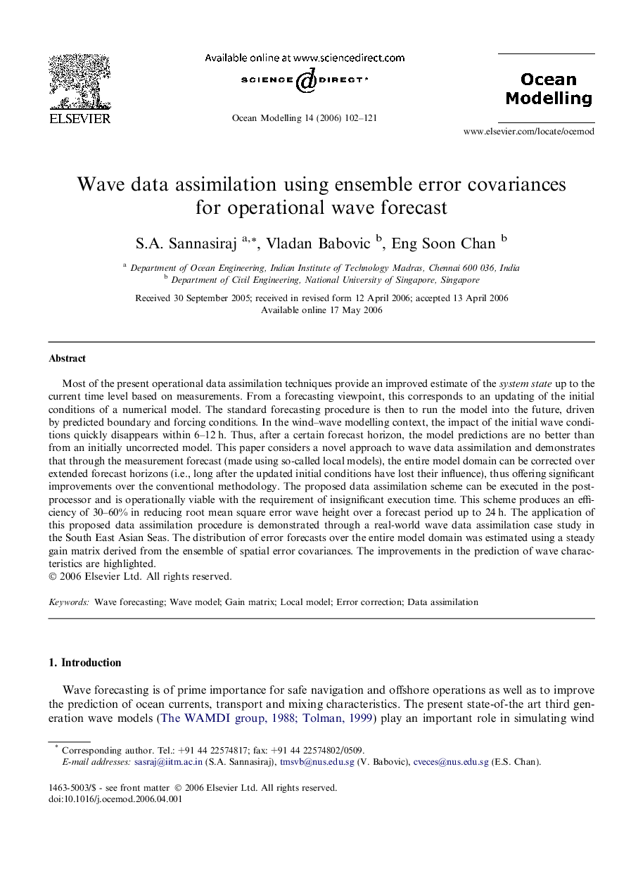 Wave data assimilation using ensemble error covariances for operational wave forecast