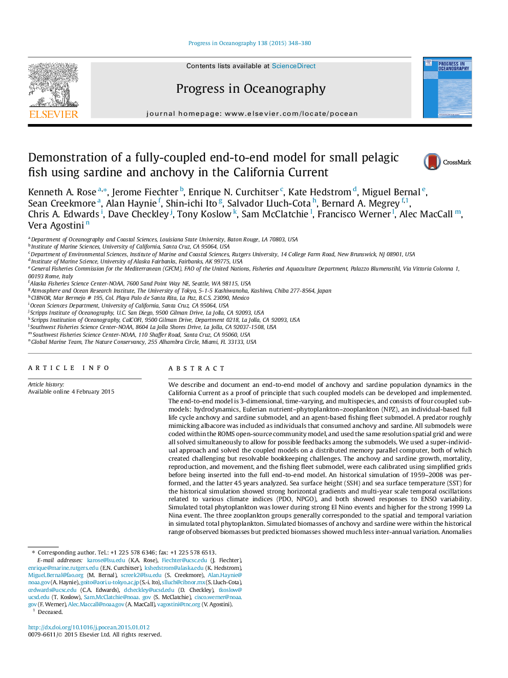 Demonstration of a fully-coupled end-to-end model for small pelagic fish using sardine and anchovy in the California Current