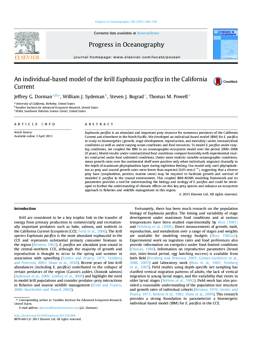 An individual-based model of the krill Euphausia pacifica in the California Current