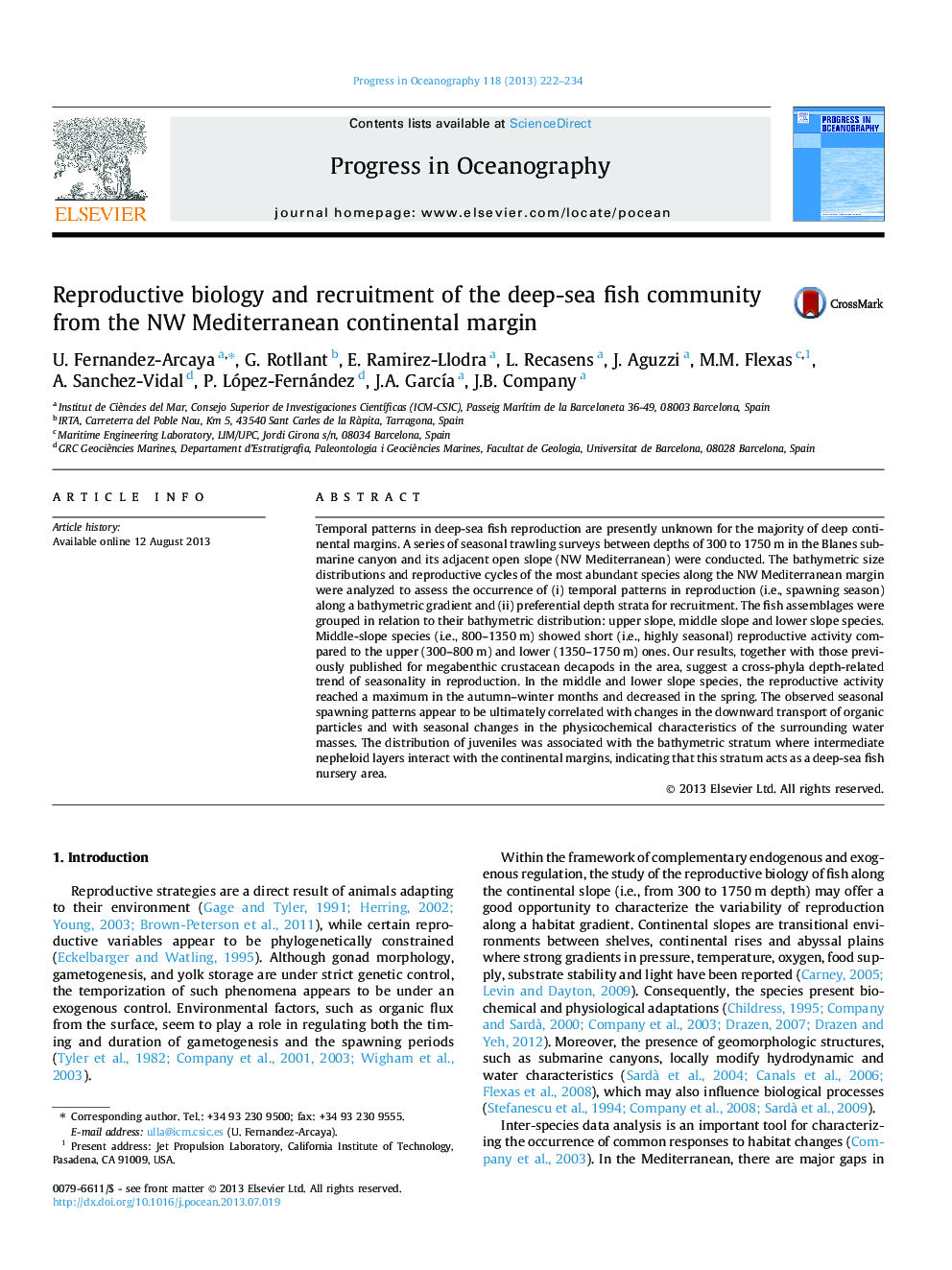 Reproductive biology and recruitment of the deep-sea fish community from the NW Mediterranean continental margin