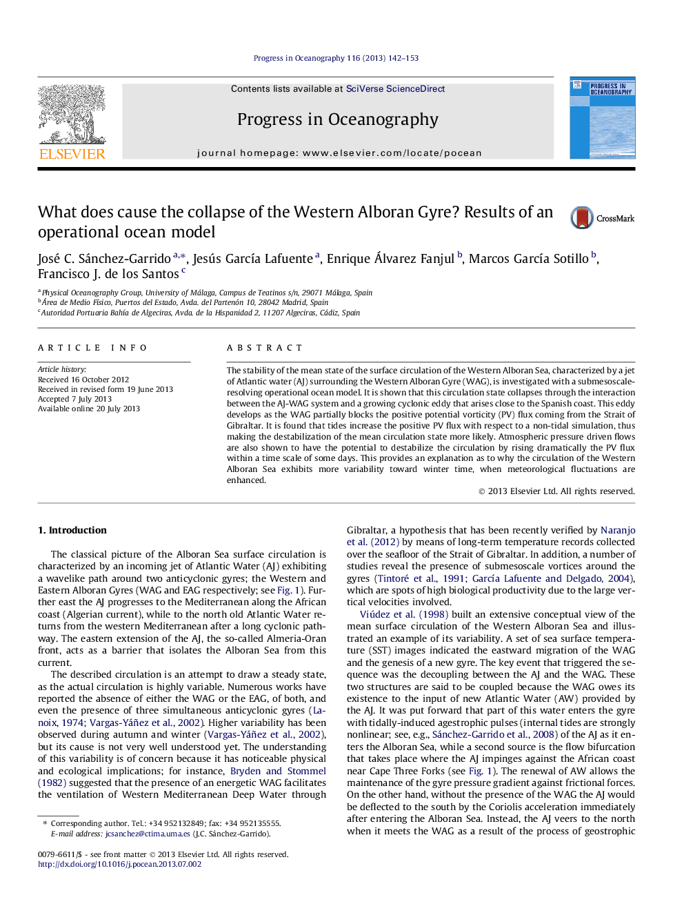 What does cause the collapse of the Western Alboran Gyre? Results of an operational ocean model