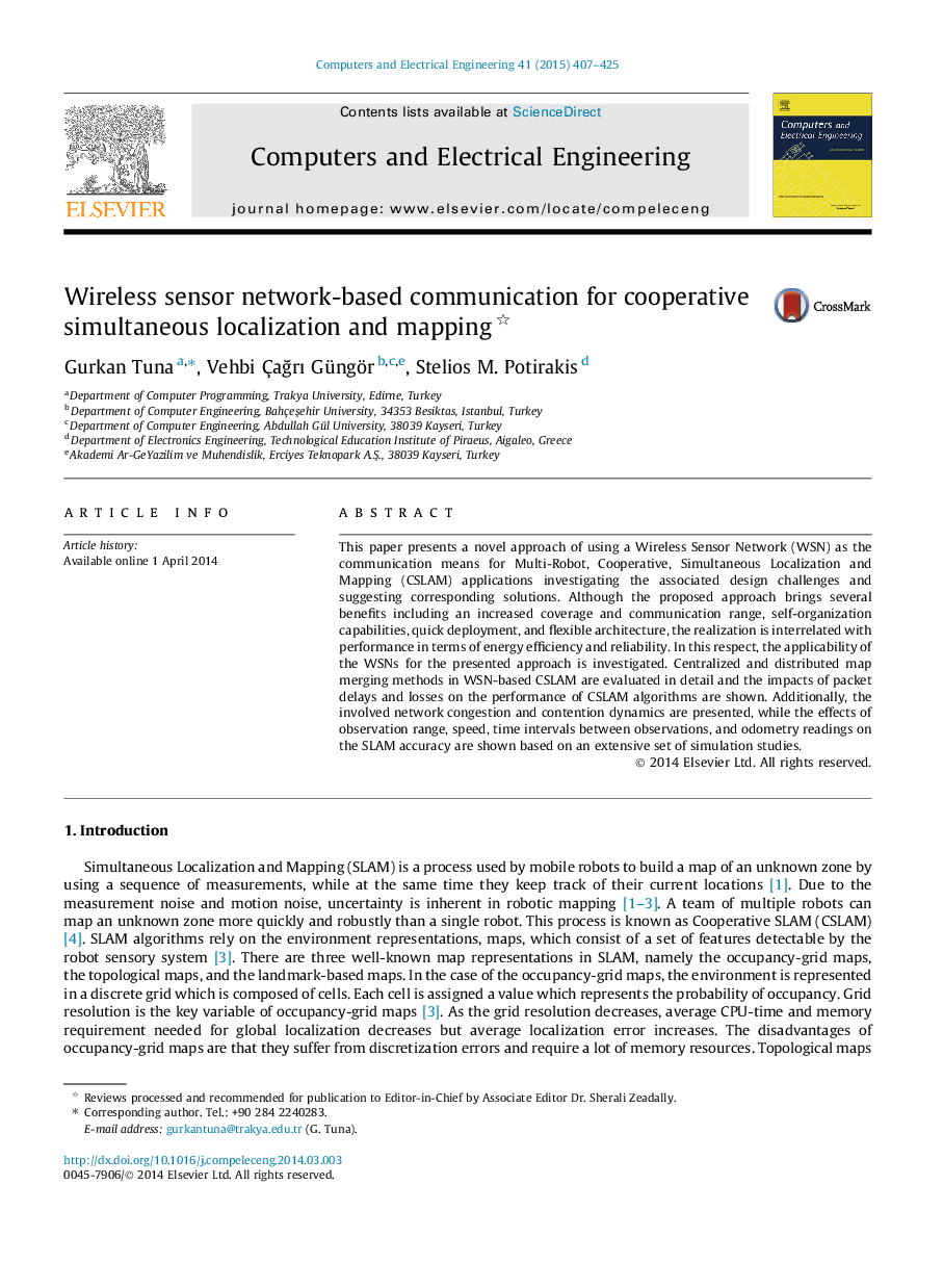 Wireless sensor network-based communication for cooperative simultaneous localization and mapping 