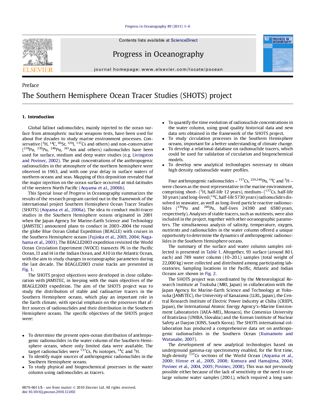 عکس صفحه اول مقاله: The Southern Hemisphere Ocean Tracer Studies (SHOTS) project The Southern Hemisphere Ocean Tracer Studies (SHOTS) project