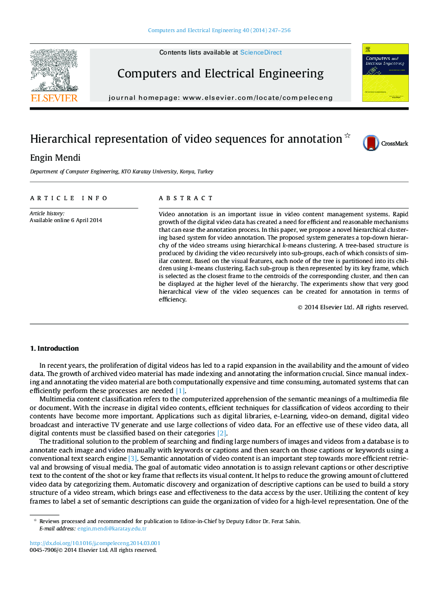 Hierarchical representation of video sequences for annotation 