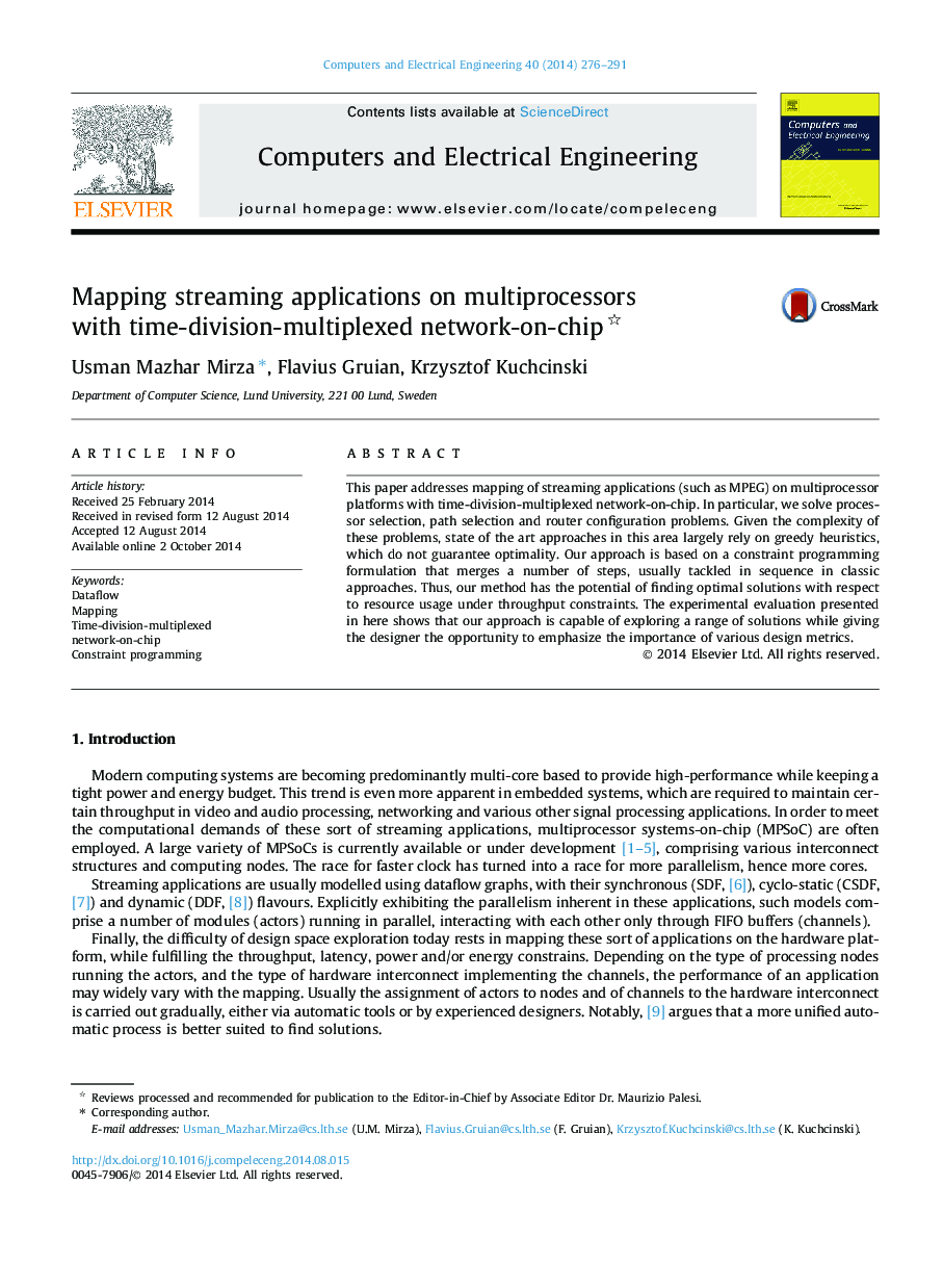 Mapping streaming applications on multiprocessors with time-division-multiplexed network-on-chip 