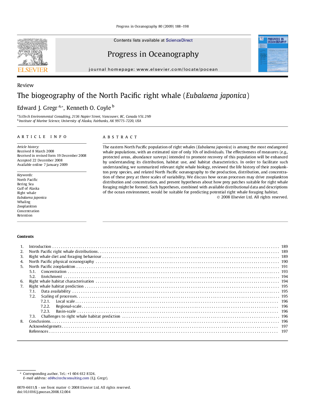 The biogeography of the North Pacific right whale (Eubalaena japonica)