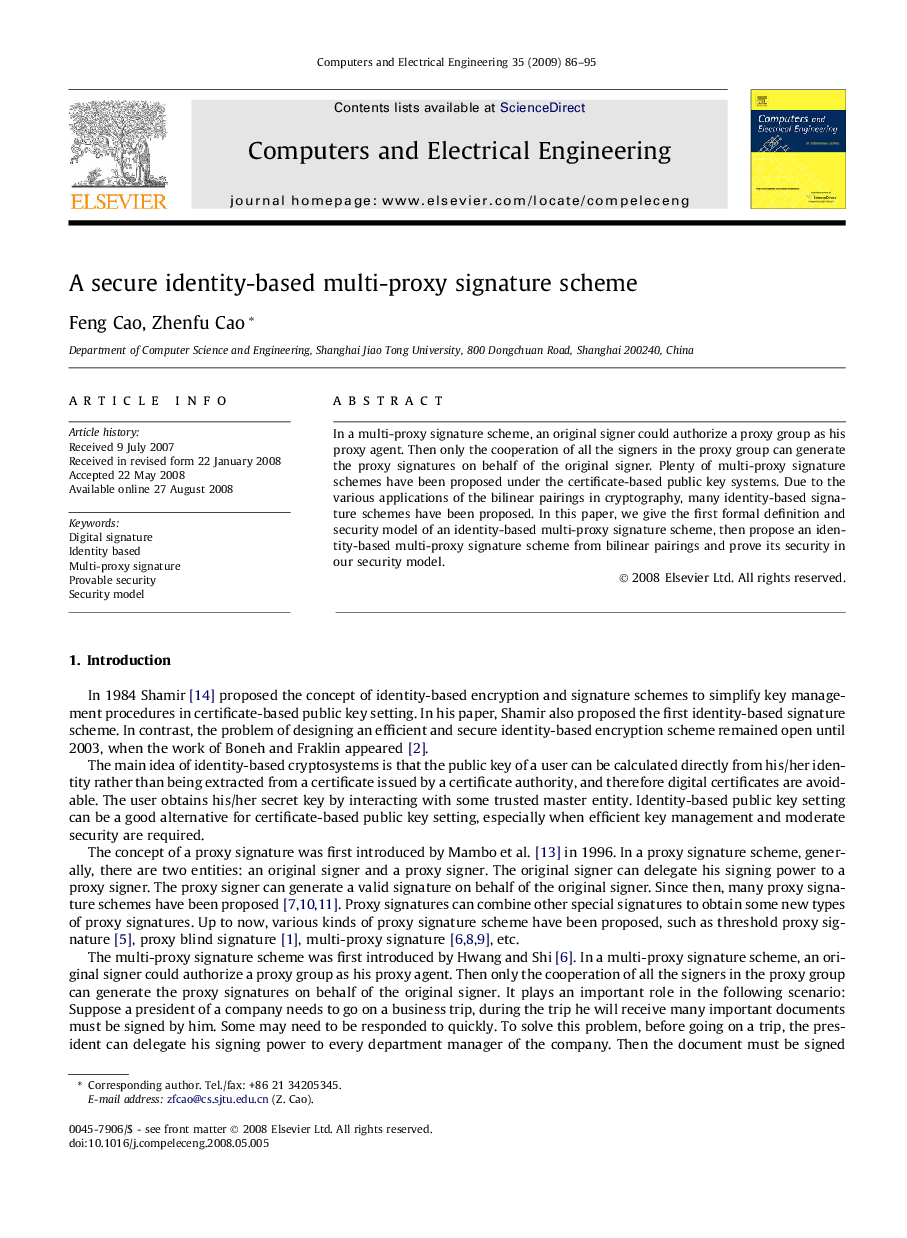 A secure identity-based multi-proxy signature scheme