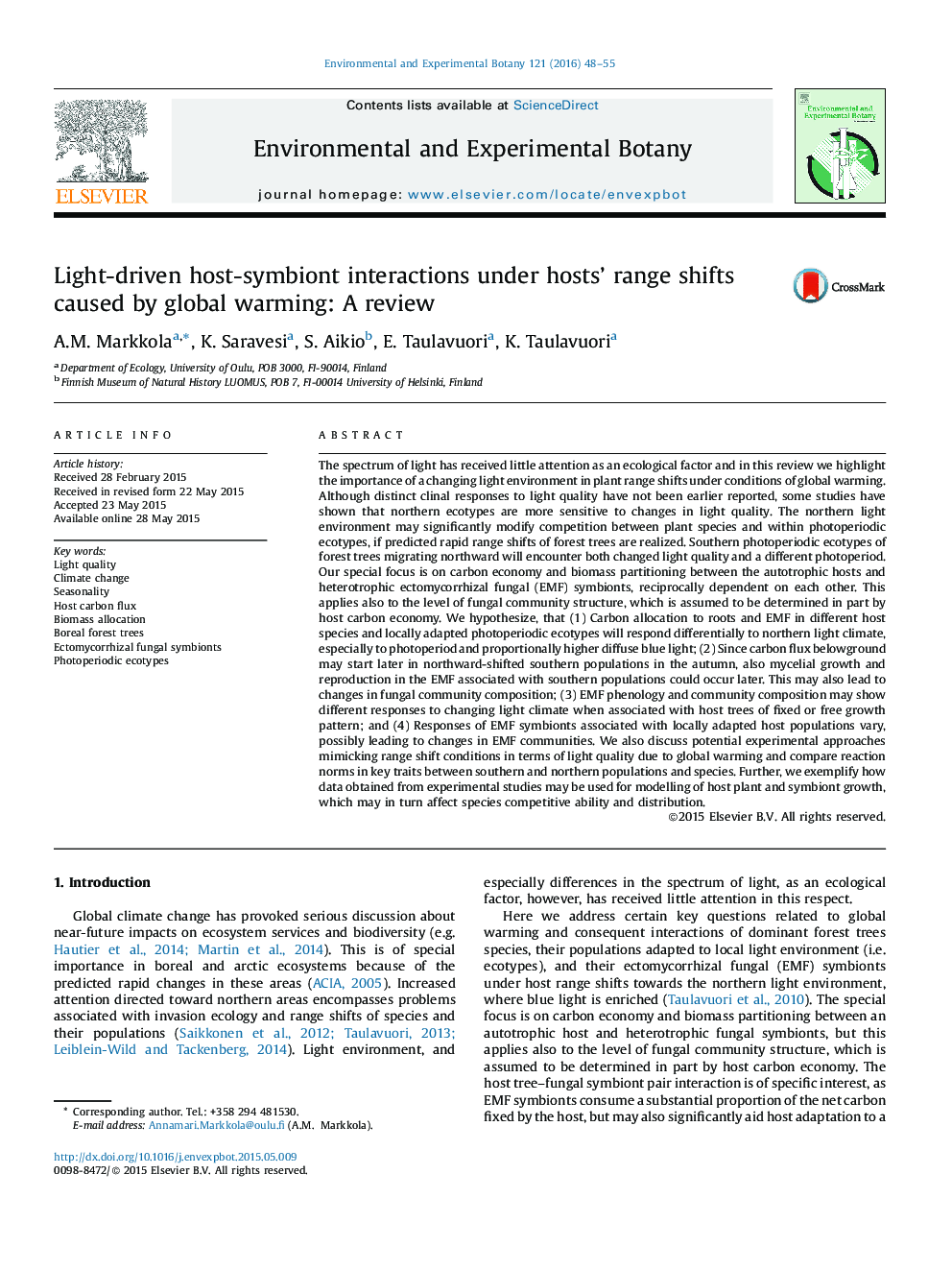 Light-driven host-symbiont interactions under hosts’ range shifts caused by global warming: A review