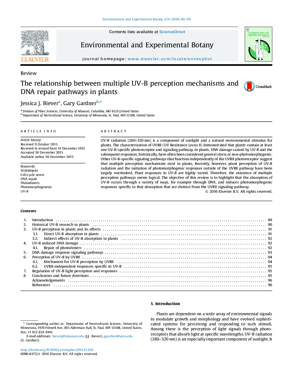 The relationship between multiple UV-B perception mechanisms and DNA repair pathways in plants