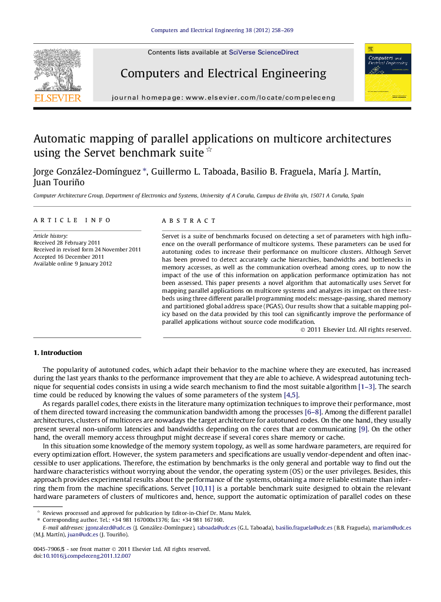 Automatic mapping of parallel applications on multicore architectures using the Servet benchmark suite 