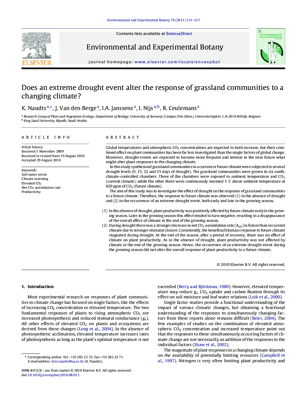 Does an extreme drought event alter the response of grassland communities to a changing climate?