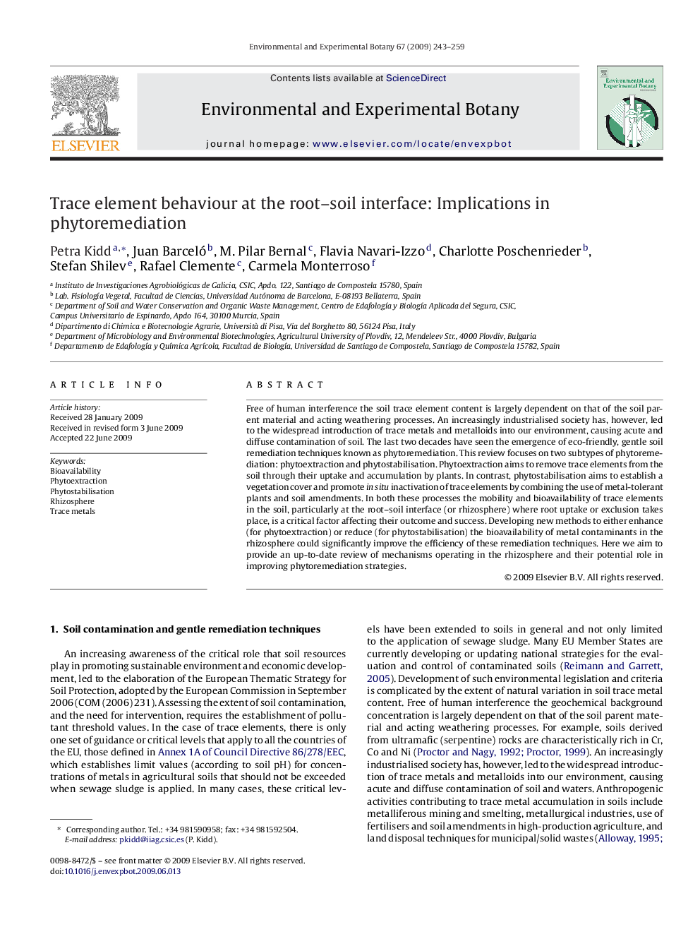 Trace element behaviour at the root–soil interface: Implications in phytoremediation