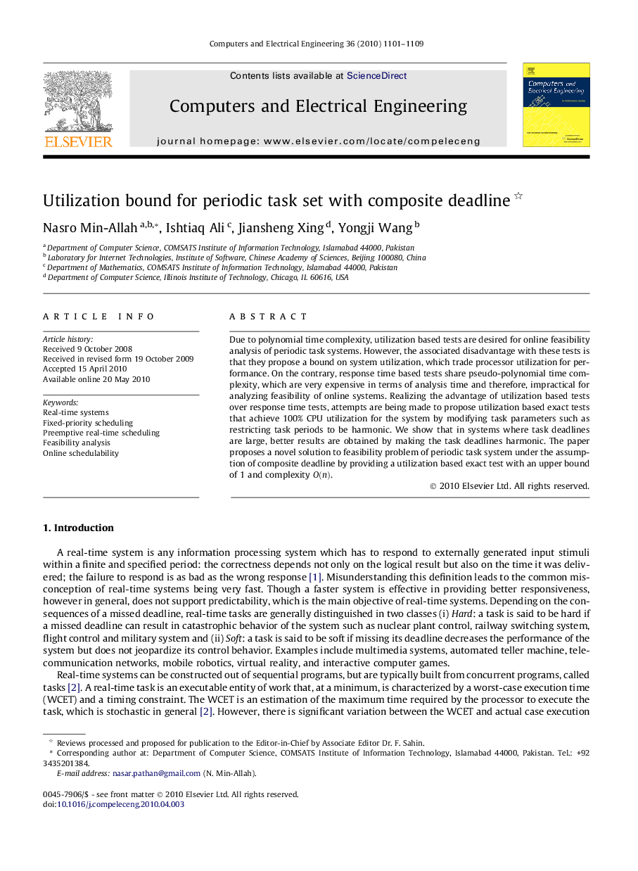 Utilization bound for periodic task set with composite deadline 