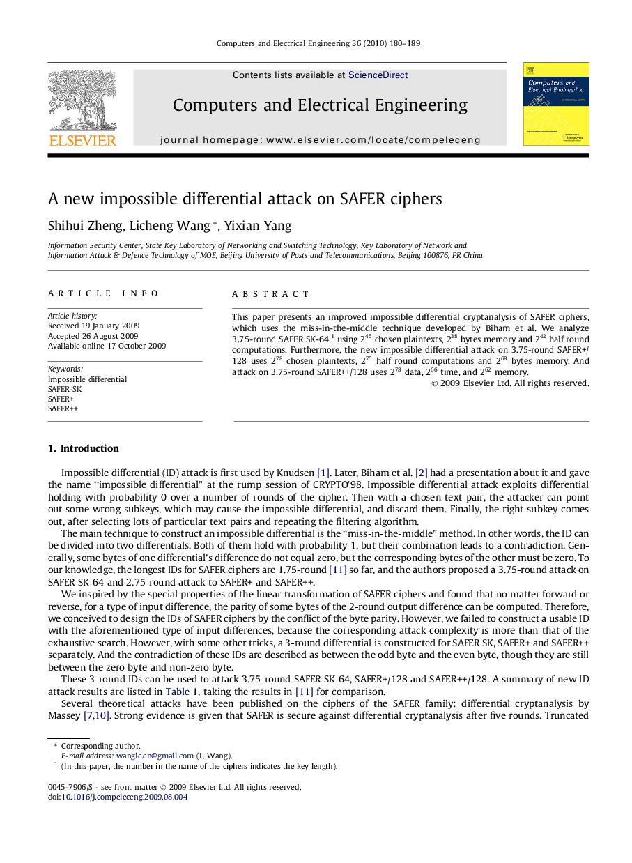 A new impossible differential attack on SAFER ciphers