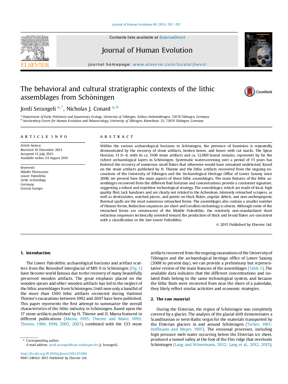 The behavioral and cultural stratigraphic contexts of the lithic assemblages from Schöningen