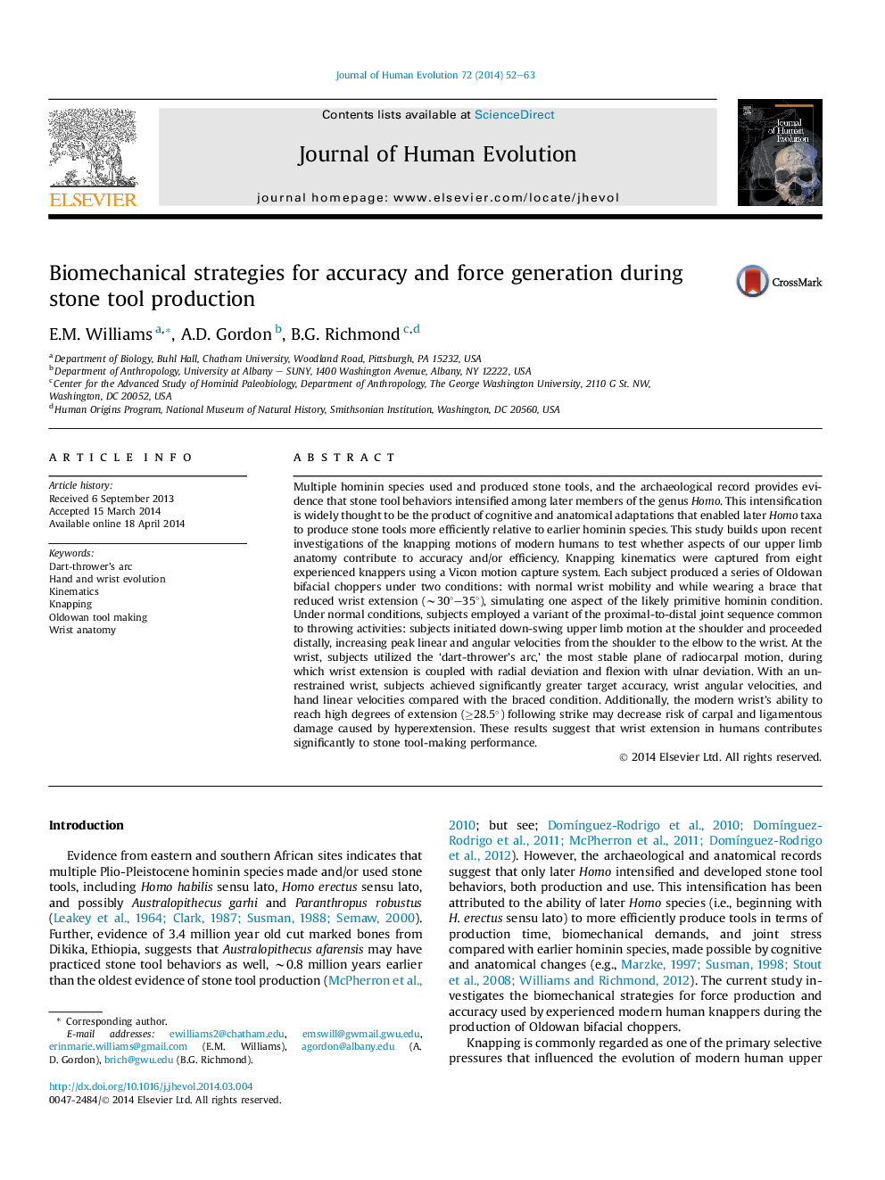 Biomechanical strategies for accuracy and force generation during stone tool production